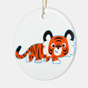 Cerâmica Tigre de Cartoon Bonito no Ornamento de Cartola