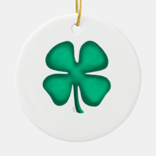 Cerâmica Trevo Irlandês de 4 Folhas branco ornamento de cer