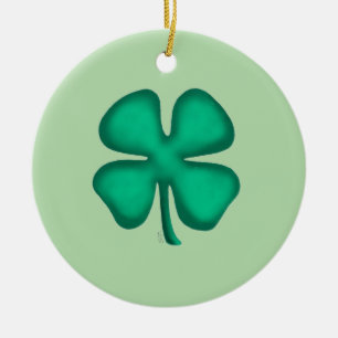 Cerâmica Trevo Irlandês de 4 Folhas verde ornamento de cerâ