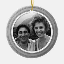 Cerâmica Trim prateado com Ornamento de Foto em Bisel Branc