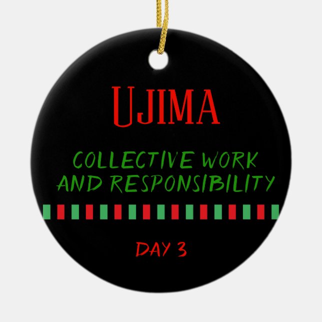 Cerâmica Ujima - Dia 3 de Kwanzaa| Ornamento (Frente)