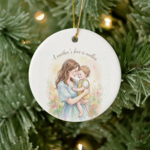 Cerâmica Um Amor de Mãe é Infinito Ornamento de Aquarela