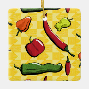 Cerâmica Um Mundo de Ornamento de Pimentos Chili
