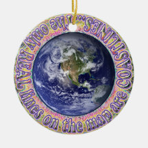 Um mundo. Ornamento de Mapa de Linhas Costeiras