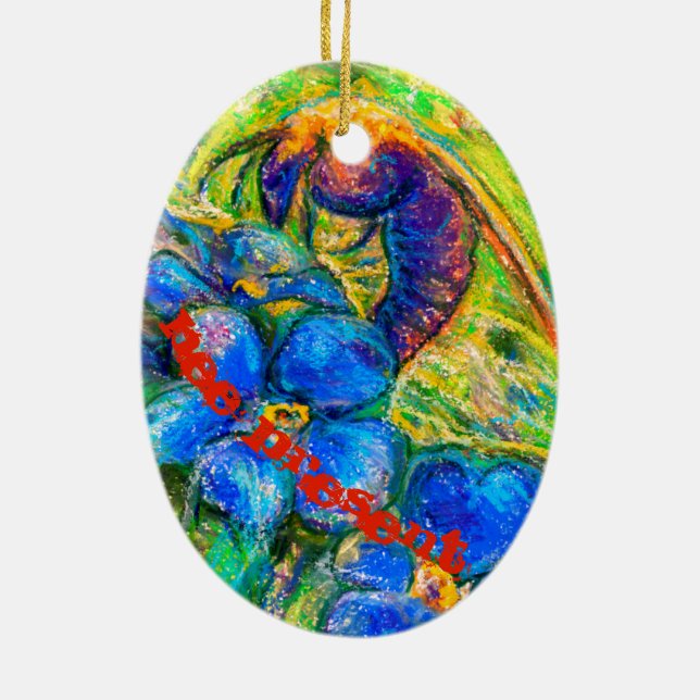 Cerâmica Um Ornamento Cerâmico de Abelhas e Esqueçam-me (Verso)