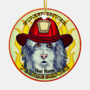 Cerâmica Um ornamento do Caçador de Bombeiros de Sheepdog