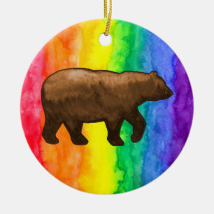 Cerâmica Urso de Brown no ornamento do círculo da lavagem