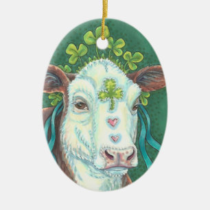 Cerâmica Vaca Irlandesa Ornamento de BEZERRA do DIA DE SÃO