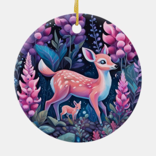 Cerâmica Veado Adorável Com Ornamento De Flores (Traseira)