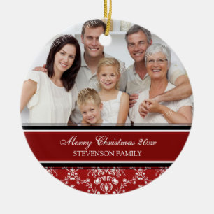 Cerâmica Vermelho do ornamento do Feliz Natal da foto de