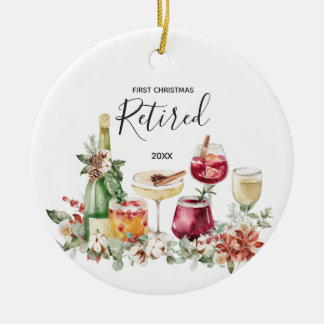 Cerâmica Vinho Aposentado Primeiro Ornamento de Natal