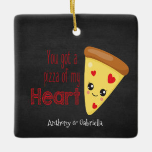Cerâmica Você obteve uma pizza de meu ornamento do coraç