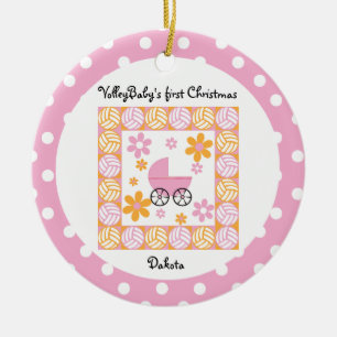 Cerâmica VolleyBaby Primeiro Ornamento Rosa de Natal