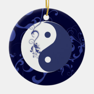 Cerâmica Yin & Yang com ornamento de rolagem