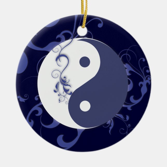 Cerâmica Yin & Yang com ornamento de rolagem (Frente)