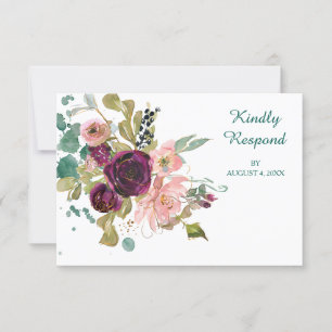 Cerceta cor-de-rosa Borgonha RSVP Wedding floral