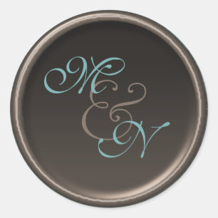 Cerceta e Brown do vintage 1,5" etiqueta redonda