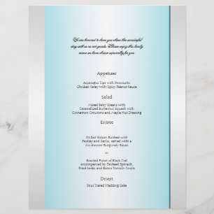 Cerceta e menu branco do casamento de diamante da