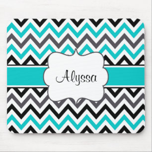 Cerceta Mousepad personalizado Chevron cinzento