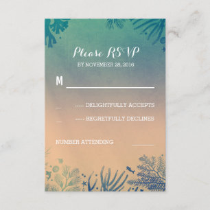 cerceta subaquática da praia e RSVP wedding azul