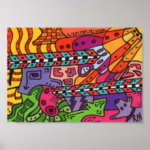 Cérebro nº 37 Abstrato Art Mini Poster