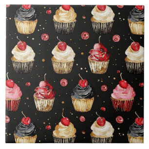 Cereja de Cupcakes Rosa Preto Dourado Vermelho