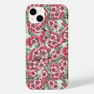 Cereja floresce em rosa e menta