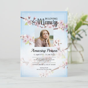 Cereja floresce Ordem Funeral de Serviço Convite