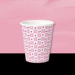 Cereja, Pequena Flor, Copo de papel branco rosa