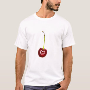 Cereja Vermelha com Camiseta Branca de Adultos do