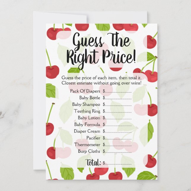 Cerejas Adivinham O Jogo Do Chá de fraldas De Preç (Frente)