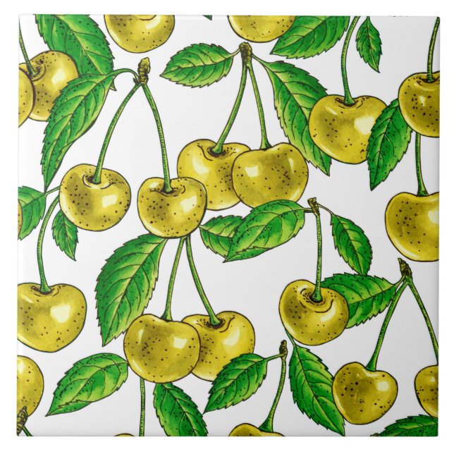 Cerejas amarelas em branco (Frente)