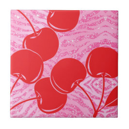 Cerejas de Zebra com Brilho Rosa Vermelho