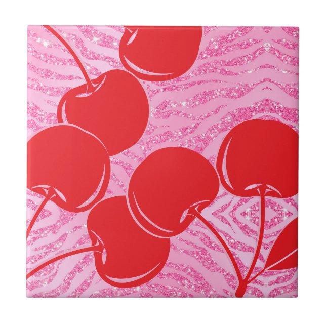 Cerejas de Zebra com Brilho Rosa Vermelho (Frente)