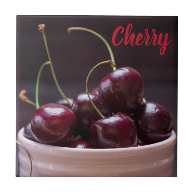 Cerejas em tigela cor-de-rosa para amantes de frut (Frente)