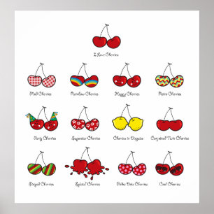Cerejas Engraçadinhas Lindas Gêmeas Impressão de A