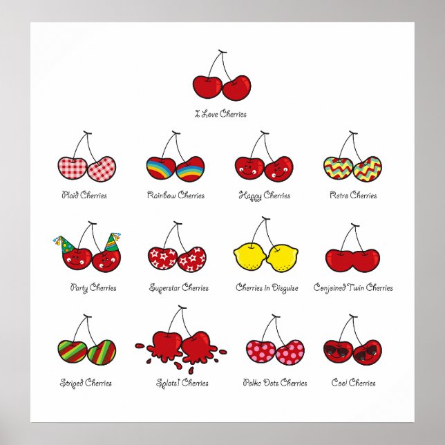Cerejas Engraçadinhas Lindas Gêmeas Impressão de A (Frente)