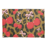 Cerejas Vermelhas com Laço Rosa Impressão de Leopa