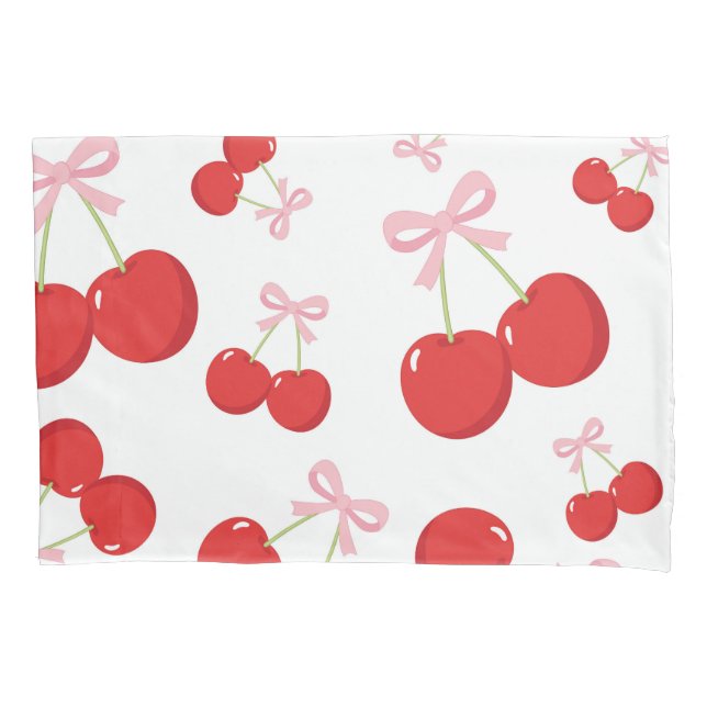Cerejas Vermelhas com Laços Rosa Coquete Estilo Ch (Frente)