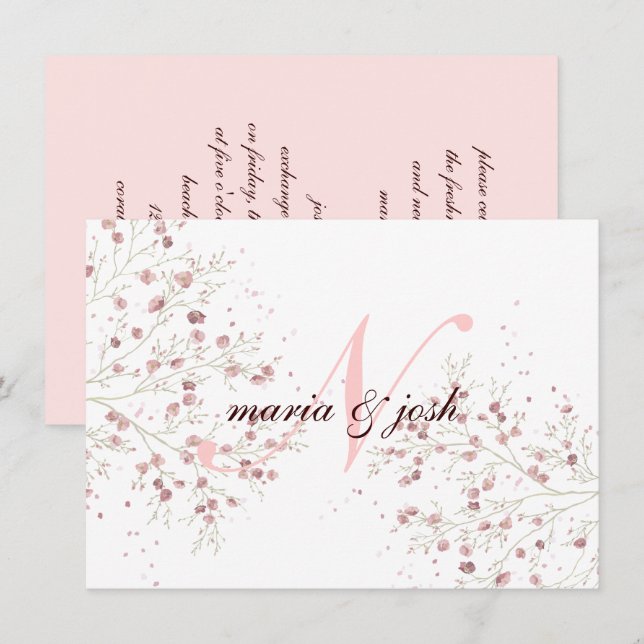 Cerejeira Elegante, Convite de Casamento (Frente/Verso)
