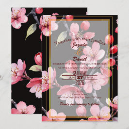 Cerejeiras Cor-de-Rosa Fundo Preto Convite
