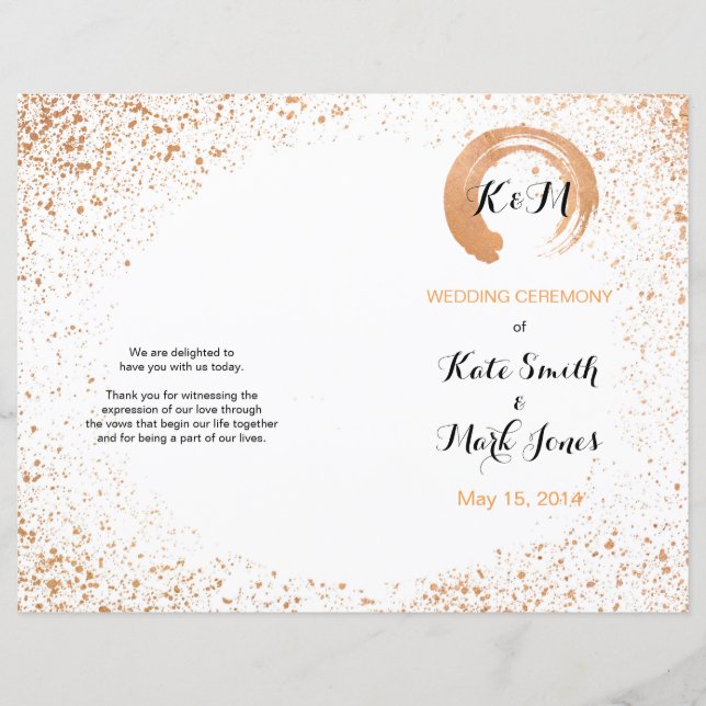 Cerimônia de Casamento de Cobre Spray Ordem de ser (Frente)