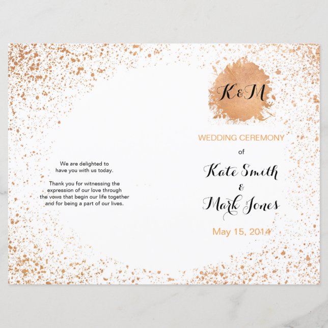 Cerimônia de Casamento de Cobre Spray Ordem de ser (Frente)