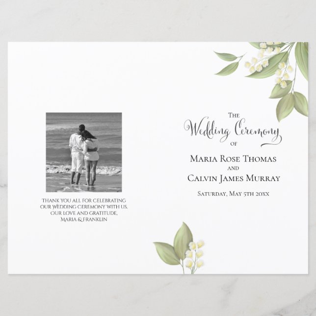 Cerimônia de Casamento Elegante Sage Greenery Foli (Frente)