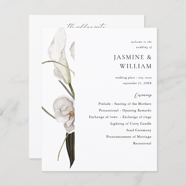 Cerimônia de Casamento Floral Branco e Preto do Or (Frente/Verso)