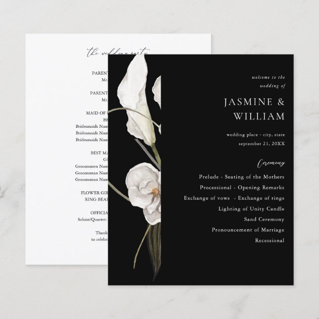 Cerimônia de Casamento Floral Branco e Preto do Or (Frente/Verso)
