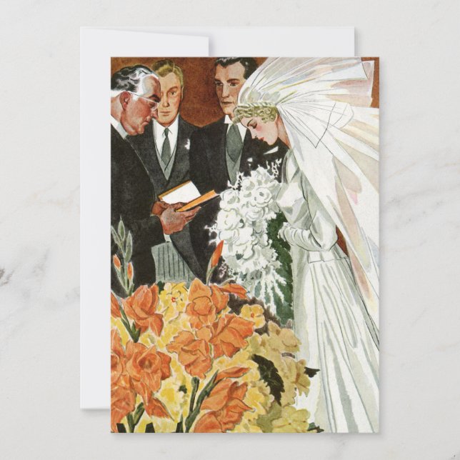 Cerimônia de Casamento Vintage, Convite para Noivo (Frente)