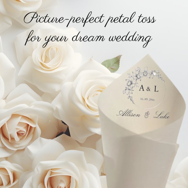 Cerimônia do Cone Monograma de Toss Petal de Casam (petal toss cones ceremony petal cone bags for flower confetti petal cones holders)