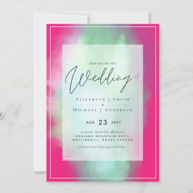 Cerise Pink Dreams Modern Budget Wedn (Frente)