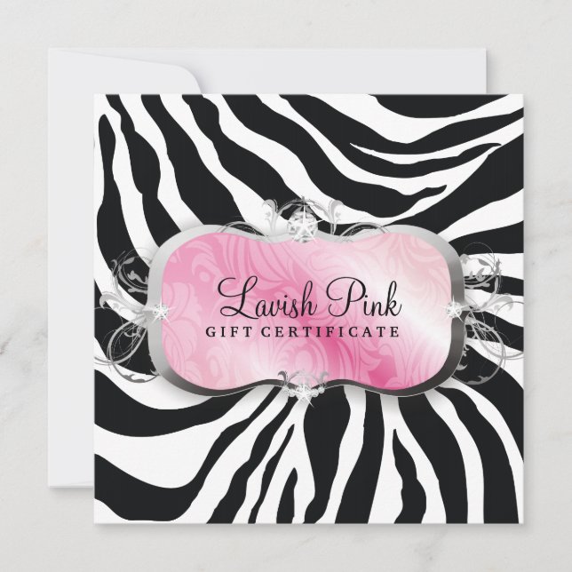 Certificado-cadeau 311 Lavish Pink Platter Zebra (Frente)